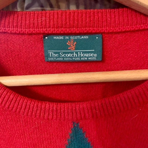 Vintage Argyle Scottish Wool Sweater Oversize Acedemia The Scotch House - Picture 3 of 7